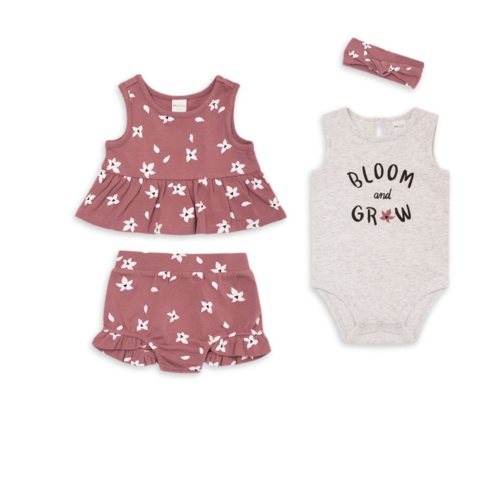 PL Baby Girl Peplum Top, Shirts, Bodysuit & Headband, 4-pc Outfit Set